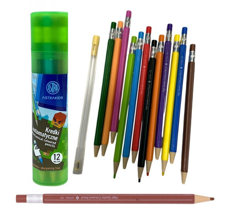 Kredki automatyczne bez temperowania ASTRAKIDS PIXEL ONE 12kol w tubie 312025902